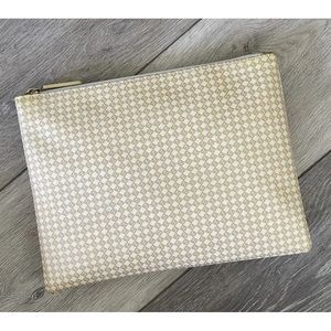 Authentic Y2K Era Fendi Gold Micro Zucchino Monogram Zipper Pouch Clutch Bag